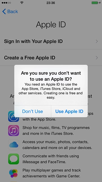 Press Don't Use.Follow the instructions on the display to activate your phone.