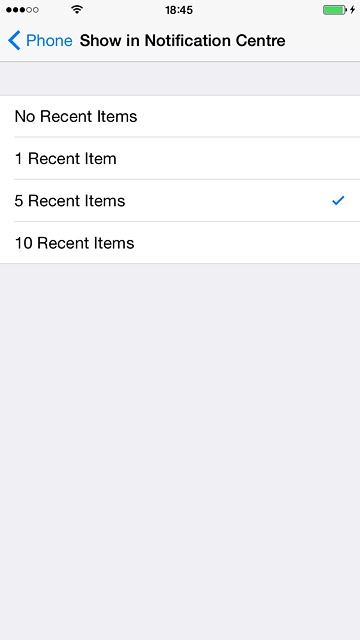 Press the required setting.