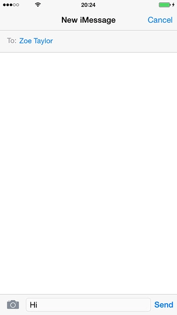 Press Send when you've finished your iMessage.