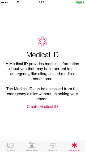 Press Create Medical ID.