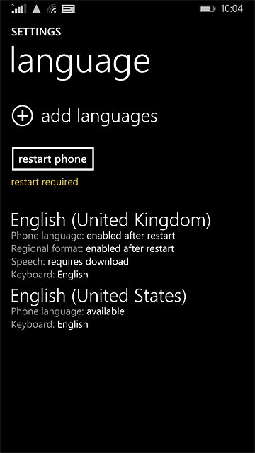 Press restart phone.Wait a moment while your phone is restarted.