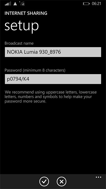 If you want to password protect your hotspot:Press the field below 