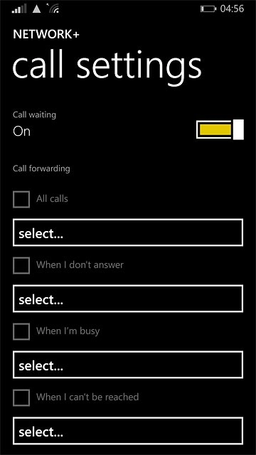 The current settings are displayed.Press the field below one of the following options: