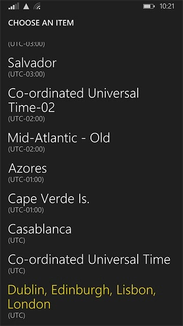 Press the required setting.