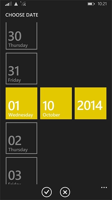Press day, month and year and key in the required date.