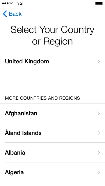 Press the required country or area.