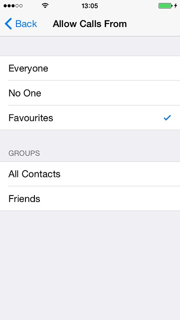 Press Everyone, No One, Favourites or the required group.
