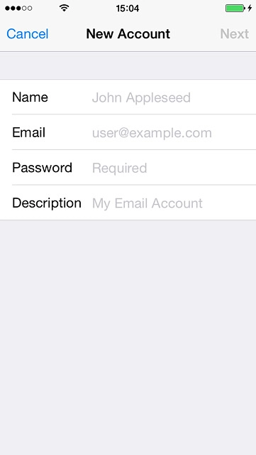 Press Password and key in the password for your email account.