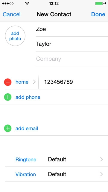 Press the field next to the phone number.