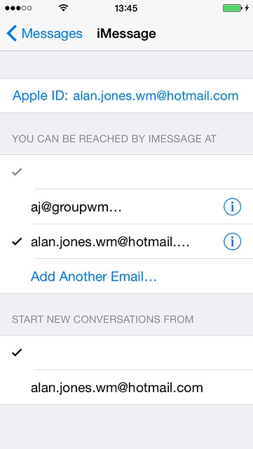 Press Messages to go back to the settings.
