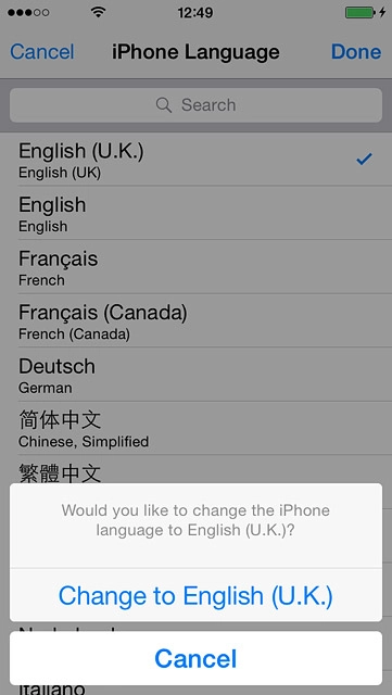 Press Change to ‹language›.