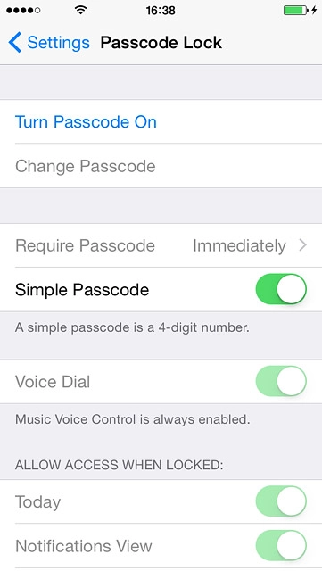 Press Turn Passcode On.Key in a phone lock code of your own choice.Key in the same phone lock code again.