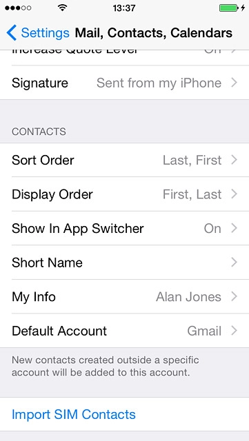 Press Import SIM Contacts.