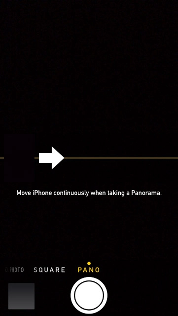 Slide your finger left on the display to select PANO.