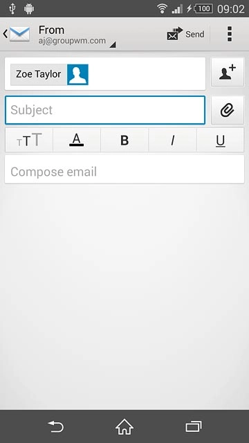 Press Subject.Key in a subject for the email message.