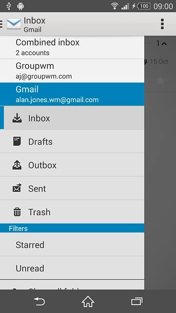 Press the required email account.
