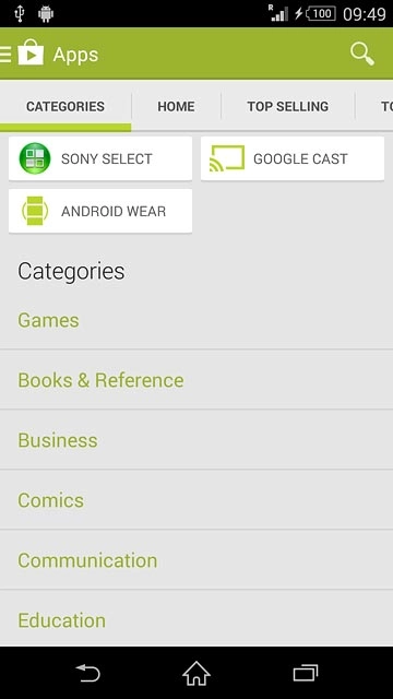 Press CATEGORIES.Go to the required category.