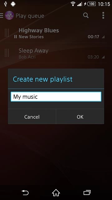 Key in a name for the playlist and press OK.