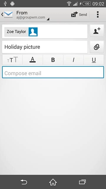 Press Compose email.Write the text for your email message.