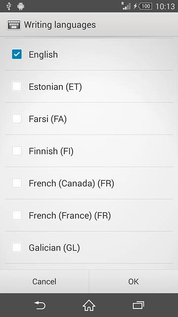 Press the required language until it's selected.