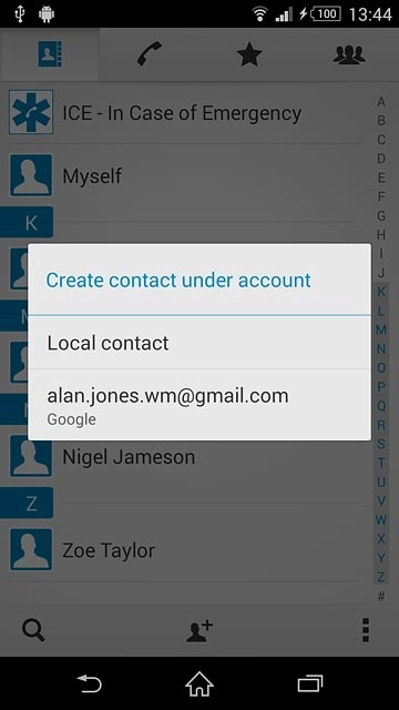 Press Local contact.