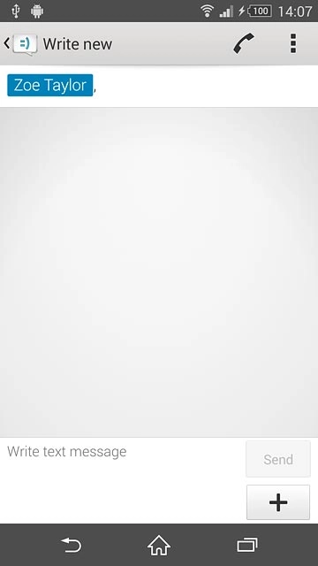 Press Write text message.Write the text for your text message.