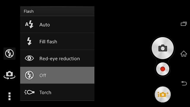 To turn off flash:Press Off.
