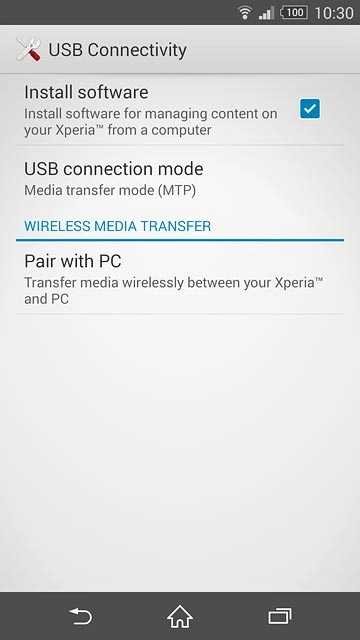 Press USB connection mode.