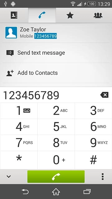 Key in the required number and press the connect icon.