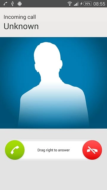 Press the answer call icon and drag the icon right.
