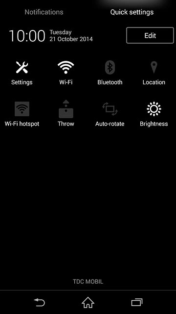 Slide two fingers down the display starting from the top edge of your phone.Press Settings.
