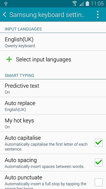 Press Select input languages.
