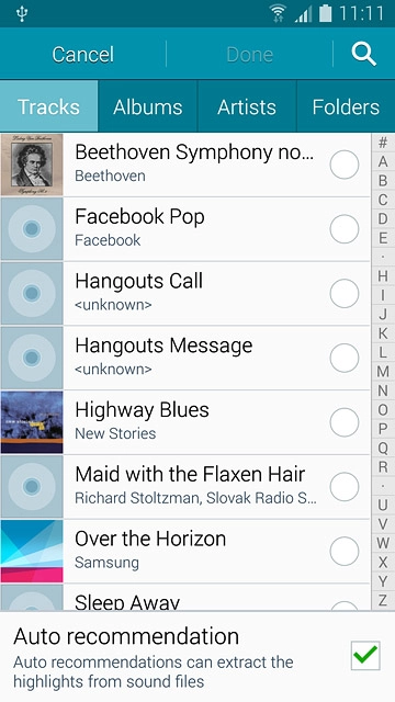Go to the required folder.Press the different ring tones to listen to them.