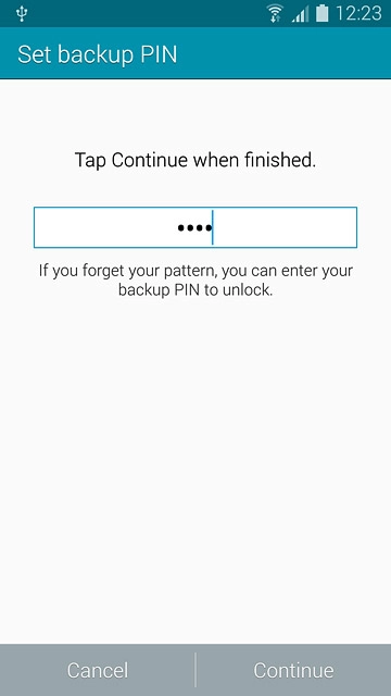 Key in a four-digit PIN and press Continue.
