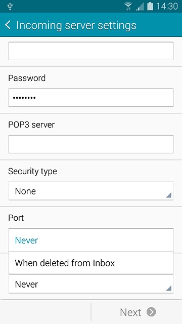 Press Never or When deleted from Inbox.