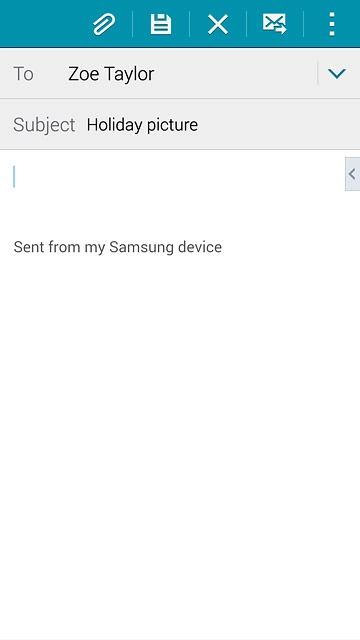 Press the text input field.Write the text for your email message.