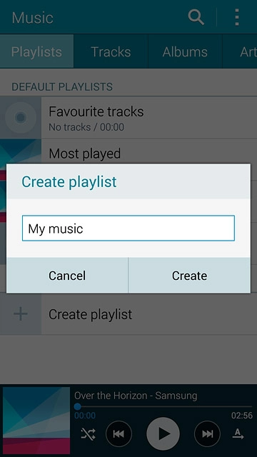 Key in a name for the playlist and press Create.