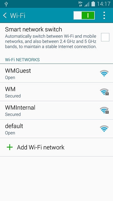 A list of Wi-Fi networks within range is displayed.Press the required Wi-Fi network.