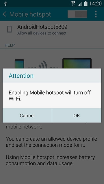 If Wi-Fi is turned on:Press OK to confirm.