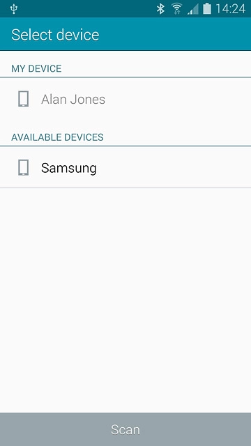 Your phone now searches for devices and after a moment, a list of Bluetooth devices within range is displayed.Press the required Bluetooth device.The file is sent.