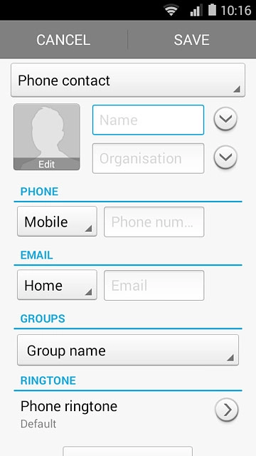 Press the drop down list above 