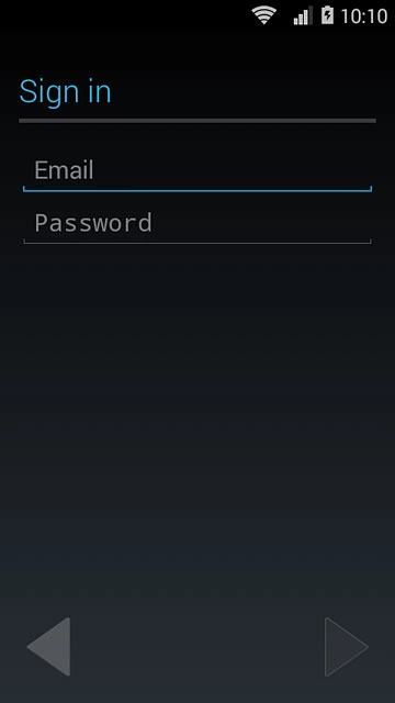 Press Email and key in the username for your Google account.
