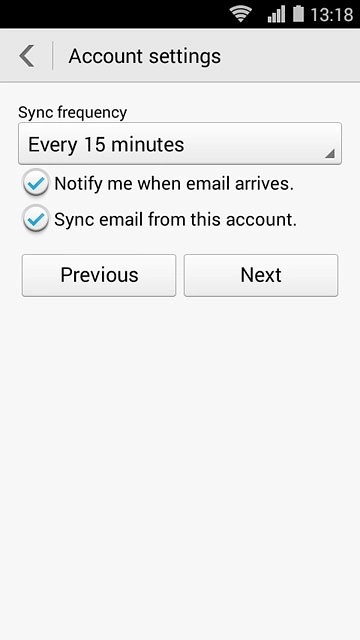 Press Notify me when email arrives to turn the function on or off.