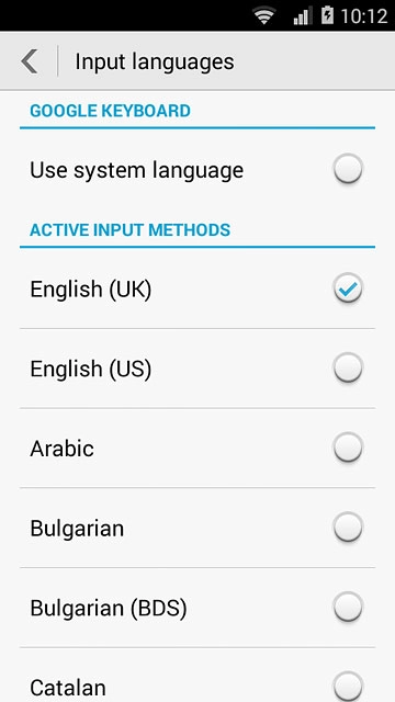 Press the required language until it's selected.