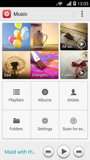 Press the required category.Go to the required audio file.