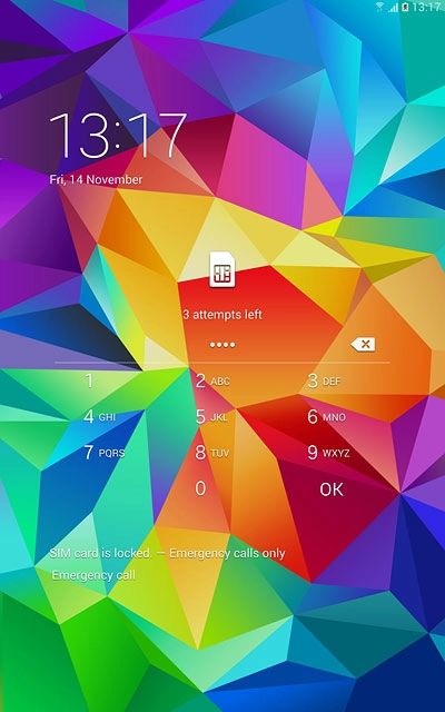 Key in your PIN and press OK.If your tablet rejects the SIM:Contact your distributor or service provider where you bought your tablet.