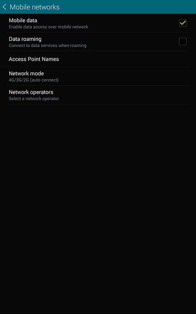Press Data roaming to turn the function on or off.
