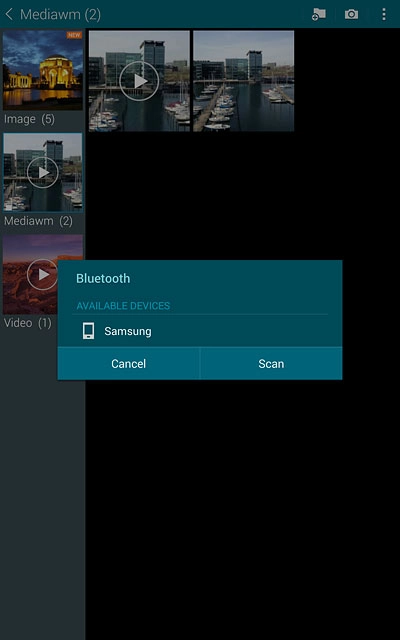 Your tablet searches for devices and after a moment, a list of Bluetooth devices within range is displayed.Press the required Bluetooth device.The file is sent.