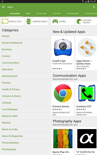 Press CATEGORIES.Go to the required category.
