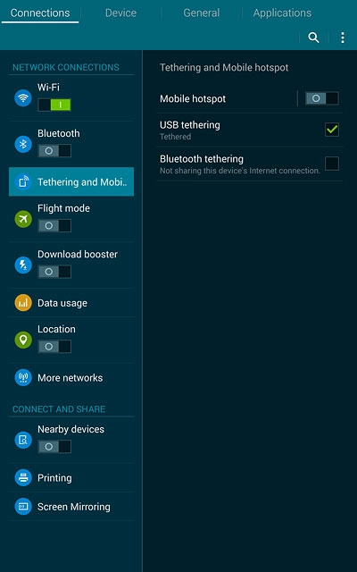 Press USB tethering until the function is turned on.